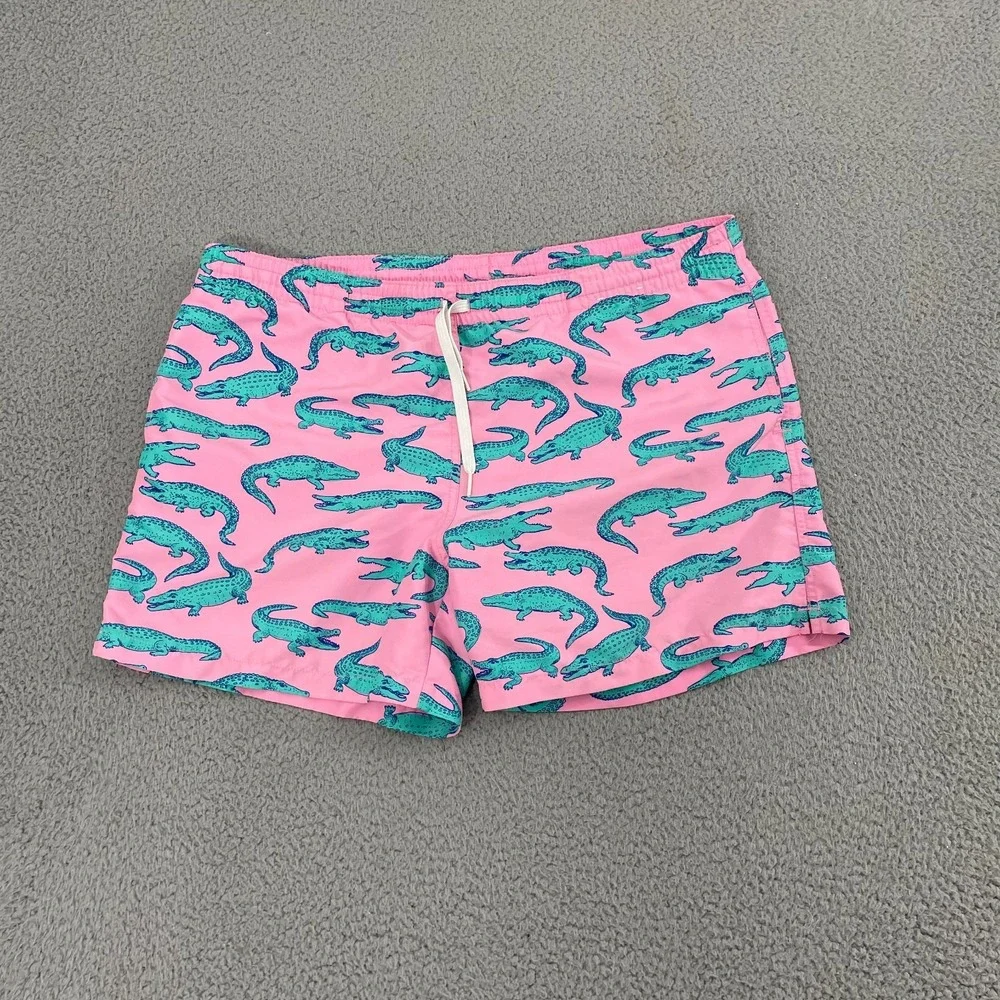 Chubbies The Glades Swim Trunks Men XL Pink Alligator Lined Shorts